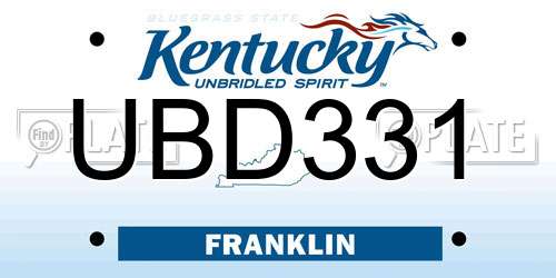 UBD331 Kentucky License Plate