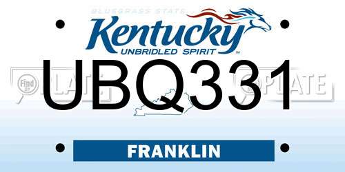 UBQ331 Kentucky License Plate