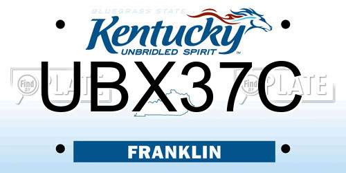 UBX37C Kentucky License Plate