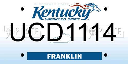 UCD1114 Kentucky License Plate