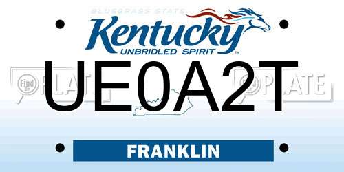 UE0A2T Kentucky License Plate