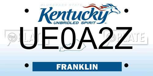 UE0A2Z Kentucky License Plate