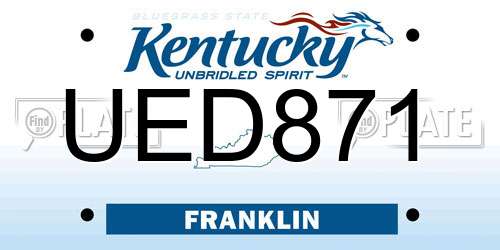 UED871 Kentucky License Plate