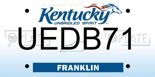 UEDB71 Kentucky License Plate
