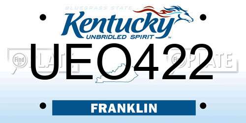 UEO422 Kentucky License Plate