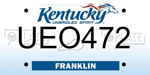 UEO472 Kentucky License Plate