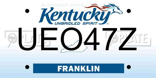 UEO47Z Kentucky License Plate