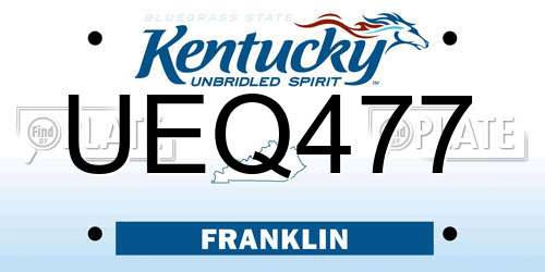 UEQ477 Kentucky License Plate