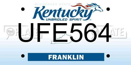 UFE564 Kentucky License Plate