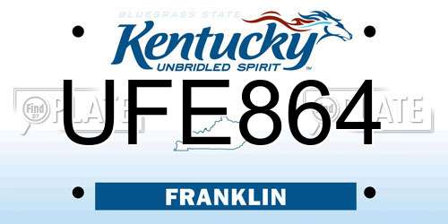 UFE864 Kentucky License Plate