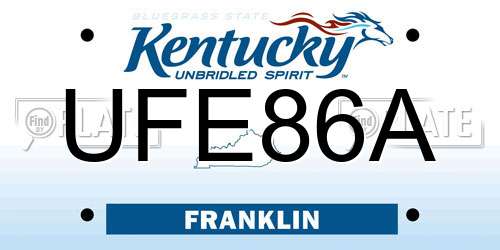 UFE86A Kentucky License Plate