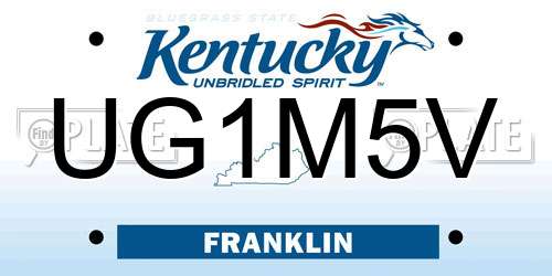 UG1M5V Kentucky License Plate