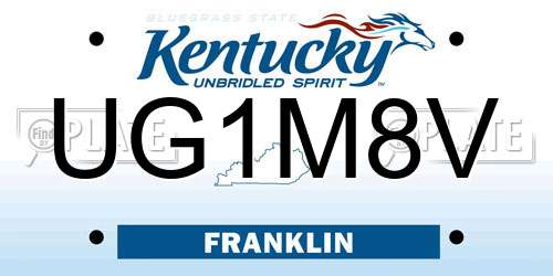 UG1M8V Kentucky License Plate