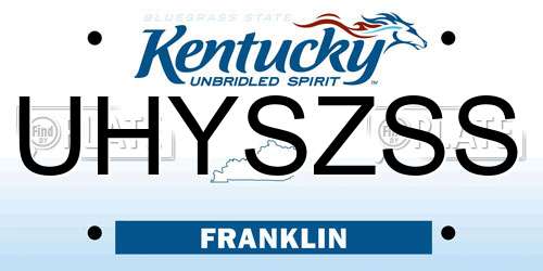UHYSZSS Kentucky License Plate