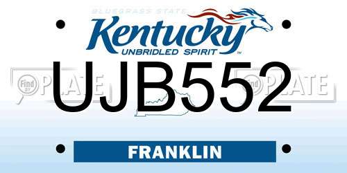 UJB552 Kentucky License Plate