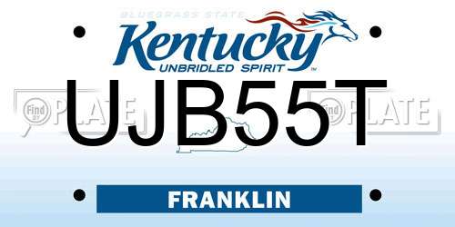 UJB55T Kentucky License Plate