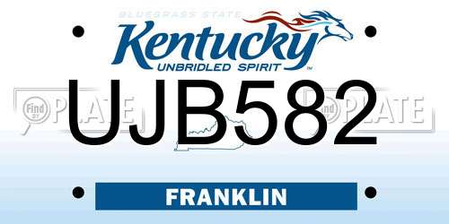 UJB582 Kentucky License Plate