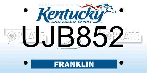UJB852 Kentucky License Plate