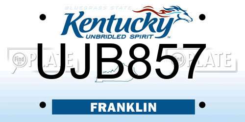 UJB857 Kentucky License Plate