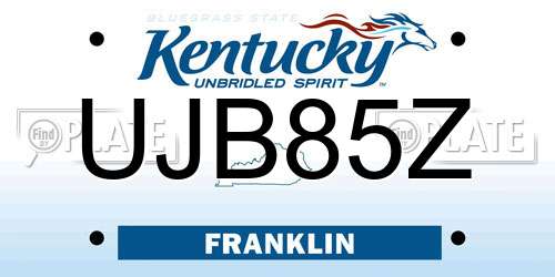 UJB85Z Kentucky License Plate