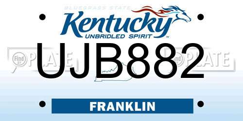 UJB882 Kentucky License Plate