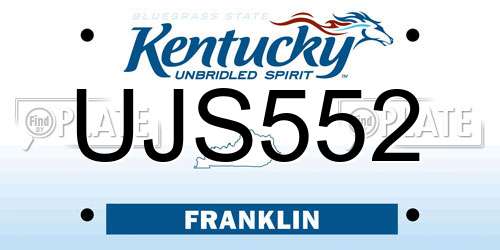 UJS552 Kentucky License Plate
