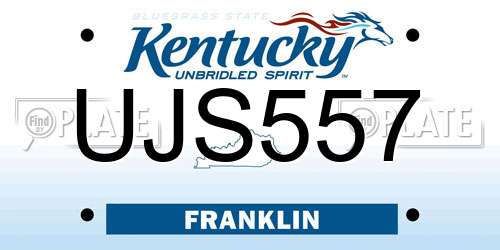 UJS557 Kentucky License Plate