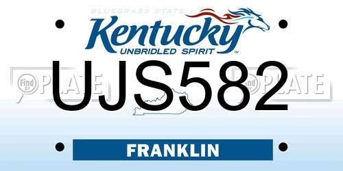 UJS582 Kentucky License Plate