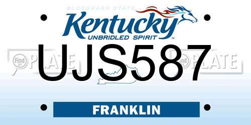 UJS587 Kentucky License Plate