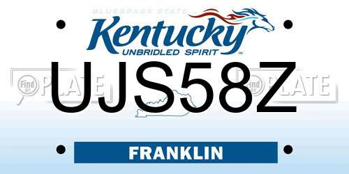 UJS58Z Kentucky License Plate