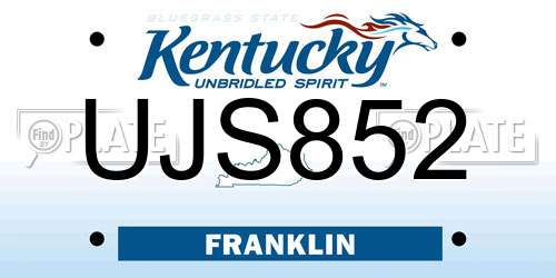 UJS852 Kentucky License Plate