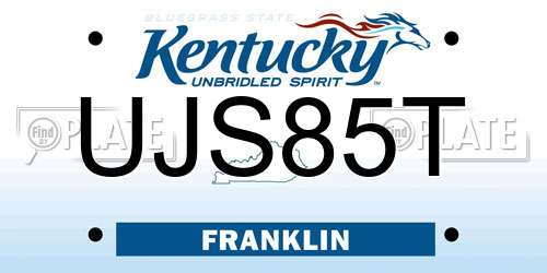 UJS85T Kentucky License Plate