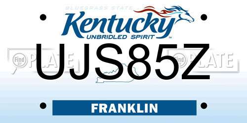 UJS85Z Kentucky License Plate