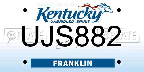 UJS882 Kentucky License Plate