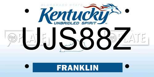 UJS88Z Kentucky License Plate