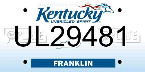 UL29481 Kentucky License Plate