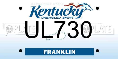 UL730 Kentucky License Plate