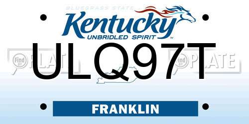 ULQ97T Kentucky License Plate