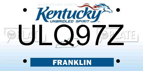 ULQ97Z Kentucky License Plate