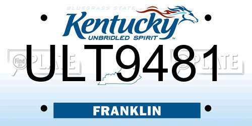 ULT9481 Kentucky License Plate