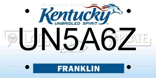 UN5A6Z Kentucky License Plate