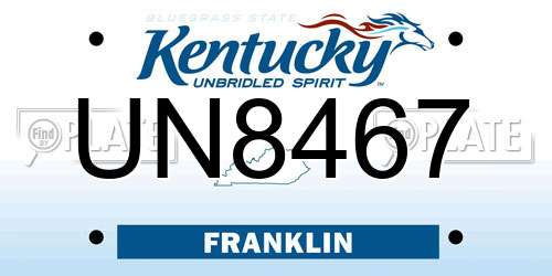 UN8467 Kentucky License Plate