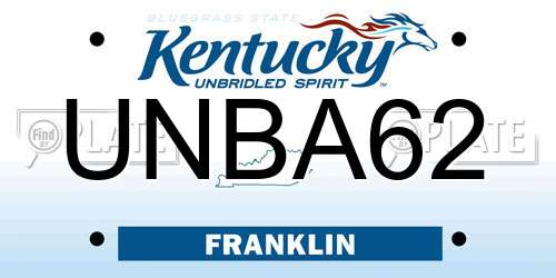 UNBA62 Kentucky License Plate