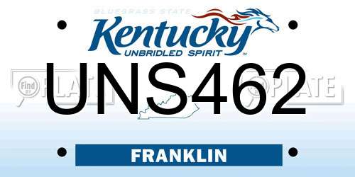 UNS462 Kentucky License Plate