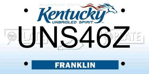 UNS46Z Kentucky License Plate