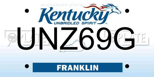 UNZ69G Kentucky License Plate