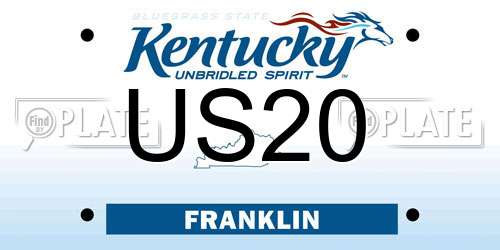 US20 Kentucky License Plate