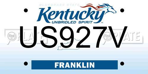 US927V Kentucky License Plate