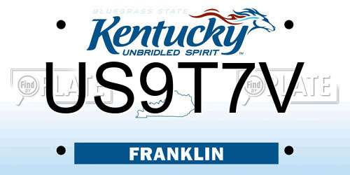 US9T7V Kentucky License Plate