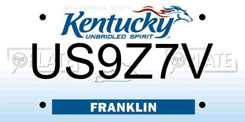 US9Z7V Kentucky License Plate